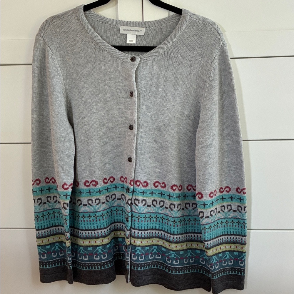Christopher and Banks sweater
Button down, long sleeves 
Size L women’s